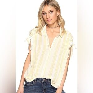 Free people yellow stripe top Size Medium